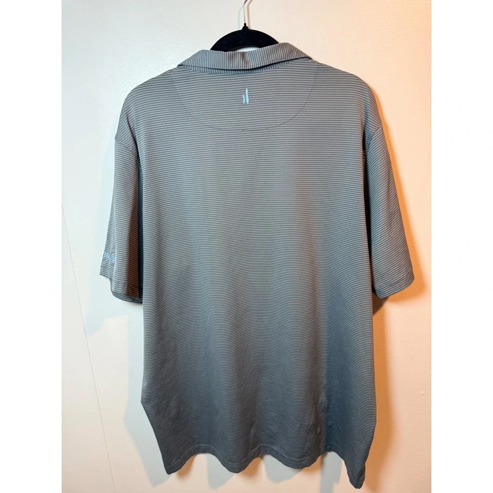 Johnnie O Mens XXL Golf Polo Shirt Gray Stripe Make A Wish‎ Short Sleeve